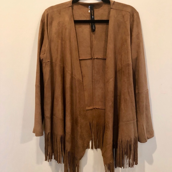 Fringe Faux Suede Jacket/Cardi - Picture 1 of 4